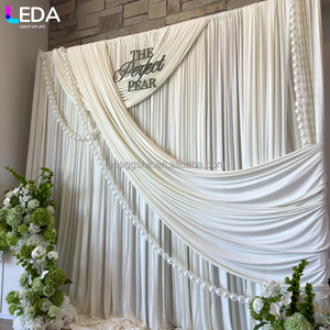ฉากหลังงานแต่งงาน LEDA เรียบหรู ผ้าม่านสีขาว ฉากหลังสี่เหลี่ยมพร้อมริบบิ้น - Product Image 3