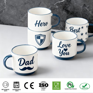 Mug en céramique avec relief en cire émaillée, idéal pour la fête <span class=keywords><strong>des</strong></span> pères et la fête <span class=keywords><strong>des</strong></span> mères, cadeaux personnalisés pour les fêtes, vente en gros de vaisselle personnalisée - Product Image 2