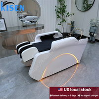 Fauteuil de lavage capillaire électrique 4D avec massage pour salon de coiffure et spa, en stock aux États-Unis