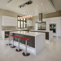 Cuisine italienne haut de gamme, luxe moderne, armoire de cuisine en acier inoxydable, évier, robinet, charnière, étanche, acier inoxydable 304, stratifié blanc