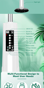 16-Inch Rechargeable Portable Solar <b>Stand</b> Fan With LED <b>Night</b> Light & Bulbs 5 Speed Operation KL-200H Solar Power <b>Stand</b> Fan - Product Image 3