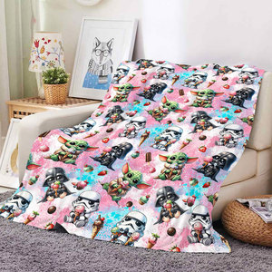 Wholesale Anime Cartoon Space Wars Plush Blanket Custom Soft Fleece Flannel <b>Throws</b> Blankets <b>for</b> Bed Sofa <b>Couch</b> Car Travel - Product Image 2