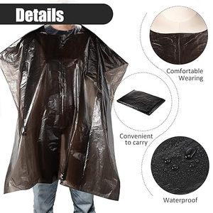 Capa de Salón Impermeable Reutilizable de Material PE para Estilistas, Capa Simple para Barbería, Color Negro, para Tinte, Corte y Coloración, Duradera y Ecológica - Product Image 4