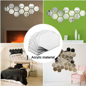 Autocollants muraux décoratifs en acrylique hexagonaux 3D, 12 pièces, auto-adhésifs, pour décoration esthétique de la maison, salle de bain, panneau de maquillage - Product Image 6