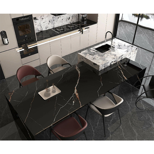 Piano di Lavoro in Pietra Sinterizzata Nera e Dorata di Grande Formato <span class=keywords><strong>per</strong></span> Cucina Moderna, Isola e Decorazione Murale <span class=keywords><strong>per</strong></span> Villa - Product Image 3