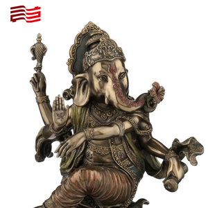 La estatua de dios elefante tailandés indio finamente tallada de café se puede personalizar escultura de dios elefante de bronce de metal - Product Image 5