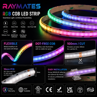 Tira de Luces LED RGB COB SPI de 420 LED Raymates, 10 W, PCB de 10 mm, DC24 V, Tira de Luces LED COB Direccionables UL