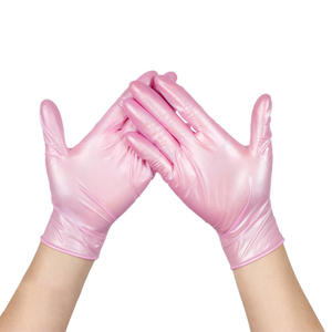 Sarung Tangan Nitril Pearlescent 24cm dengan Pergelangan Tangan Rajut Warna Pink untuk Rumah Tangga, Kecantikan, Kuku, Makanan, Sekali Pakai, Tebal, Tahan Aus - Product Image 1
