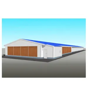 Fully automatic modern Poultry Farm Chicken Farm Light Building steel structure broiler cage system shed