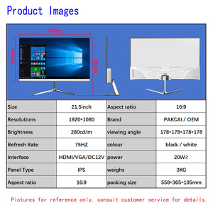 Moniteur d'ordinateur professionnel 21,5 pouces IPS LCD FHD 1080P mince pour bureau, vente en gros d'usine, OEM ODM - Product Image 6