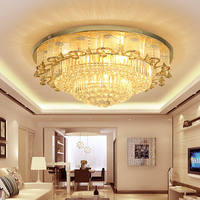 Lustre suspendu rond en cristal K9 doré, acier inoxydable, LED, trois étages, moderne et luxueux, pour salon