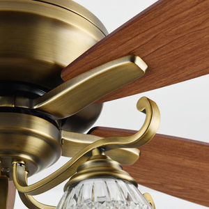 5 lưỡi đồng động cơ cổ Mỹ đồng thau sang trọng cổ điển phong cách thông minh Đèn chùm quạt trần với ánh sáng - Product Image 4