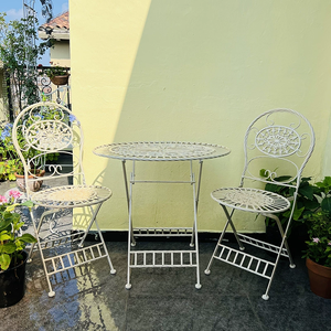 Table et chaises de jardin en fer forgé rétro de style américain, intérieur/extérieur, balcon, cour, terrasse, pour le <span class=keywords><strong>thé</strong></span> de l'après-midi - Product Image 5