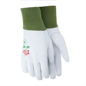 女式花园手套防水天然外壳山羊皮EN 388手部保护，具有防切割功能