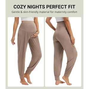 Pantalon de grossesse personnalisé pour femme en bambou, taille haute, doux, extensible, couvrant le ventre - Product Image 4