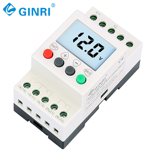 GINRI 1 Phase DC Voltage Monitoring Relay SVR1000/D12/AD48/AD220 12V Voltage Detection Device Protector