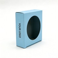Boîte en carton bleu recyclable, boîte cadeau personnalisée avec logo de marque, boîte pliable avec fenêtre, emballage alimentaire pour biscuits