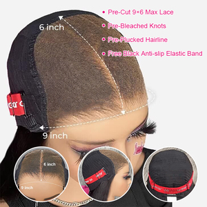 Pelucas de cabello humano prearrancado sin pegamento, peluca lista para usar, peluca de cabello humano recto 9X6 <span class=keywords><strong>HD</strong></span> con frente de encaje Go Glueless para mujer - Product Image 6