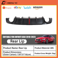 Diffuseur de pare-chocs arrière dynamique avec éclairage LED vertical pour Infiniti Q50 Q50L 2018-2023, kit carrosserie sport en ABS noir brillant