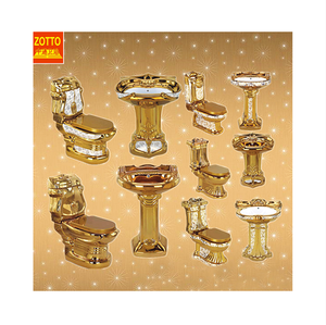 Ensemble de lavabo et de cuvette de toilette de style européen de luxe en or pour salle de bain - Product Image 5