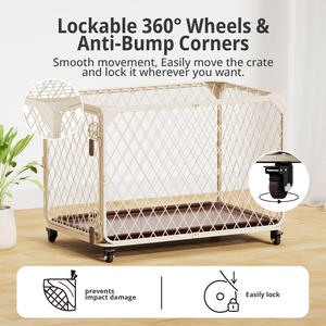 <strong>Dog</strong> <strong>Crate</strong> for <strong>Large</strong> XL <strong>Large</strong> <strong>Dogs</strong> up to 200 Lbs Indoor/Outdoor Use 4 Lockable Wheels Durable Metal Construction Plastic Tray - Product Image 3