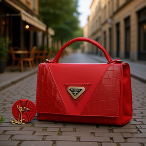 Fana Bolso Bandolera de PU Rojo Lourdes de Gran Capacidad, Bolso de Moda Minimalista Bohemio para Dama con Perlas, Portátil y Elegante - Product Image 2