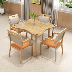 Ensemble salle à manger en bois massif, table rectangulaire et chaises, 4 pièces, durable, pour adultes et personnes âgées, maisons de retraite et restaurants - Product Image 3