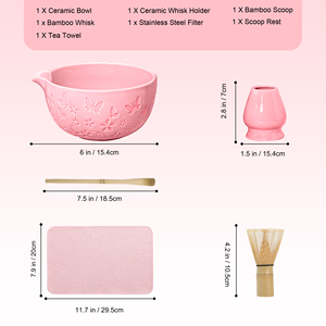 Japanese 4-Piece Matcha <b>Tea</b> <b>Set</b> Ceramic Bowl & Bamboo Whisk with Butterfly Pattern Traditional Matcha <b>Tea</b> Ceremony <b>Set</b> - Product Image 2