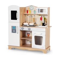 Cuisine en bois pour enfants, ensemble de jeu de cuisine avec évier, machine à glaçons, lave-vaisselle, ustensiles de cuisine, jouet de cuisine, cadeau pour enfant KA7125