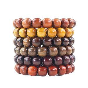 Pulseras de Cuentas de Madera en Forma de Barril, 11x12mm, Forma de Bola, Joyería Unisex para Uso Diario - Product Image 4