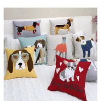 Housse de coussin décorative moderne et minimaliste pour canapé, chambre et décoration intérieure, avec broderie motif chien et serviette