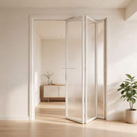 Porte pliante en aluminium et verre pour intérieur résidentiel, cloison de pièce pliable empilable de style moderne et minimaliste