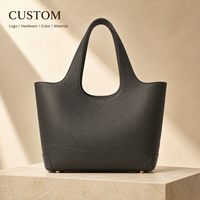 Tas Tote Besar Kulit Vegan Hitam Bertekstur dengan Logo Kustom Produsen, Dompet dan Tas Tangan untuk Wanita, Cocok untuk Kerja, Kantor, Perjalanan, dan Penggunaan Sehari-hari