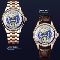 Montre mécanique pour hommes de haute qualité cadran en grès bleu mouvement Tourbillon d'origine bande d'acier inoxydable de luxe caractéristique creuse