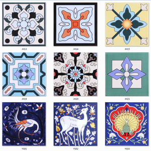 Azulejo de 152x152mm con estampado de pantalla manual, azulejos pequeños de estilo marroquí, con diseño de arte nuevo de México - Product Image 1