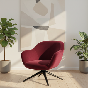 Sillón de terciopelo rojo de estilo minimalista moderno, silla de ocio para dormitorio, sala de estar, muebles de lujo de alta calidad para villas, OEM - Product Image 1