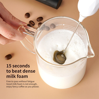 Mousseur à lait XL Fouet électrique à main rechargeable Mélangeur à café avec 2 fouets en acier inoxydable Mélangeur à mousse réglable à 3 vitesses
