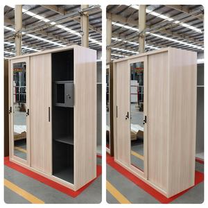 Muebles <span class=keywords><strong>de</strong></span> Dormitorio, Armario <span class=keywords><strong>de</strong></span> Metal con Puerta Corredera Espejada, Acabado en Color Nogal, Armarios <span class=keywords><strong>de</strong></span> Acero con Aspecto <span class=keywords><strong>de</strong></span> Madera, Personalizados - Product Image 4