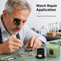 Loupe de réparation de montres portable, lentille en verre HD, grossissement 5X 10X 15X, 42x38x35mm, 10g, pour l'inspection de précision des bijoux et de l'électronique