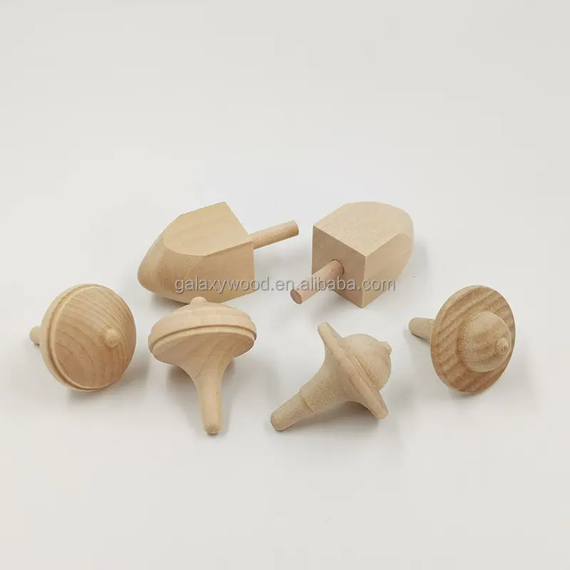 Logo Ukir Kustom Buatan Tangan Kayu Spiral Berputar Tops Dreidel