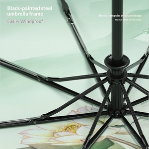 Color Glue Sunscreen Sunshade <b>Automatic</b> Folding <b>Umbrella</b> Women's Rain Shine Dual-Use UV Protection Advertising - Product Image 4