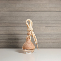 Flacon Pendentif Diffuseur de Voiture d'Aromathérapie Vide Haut de Gamme 6 ml en Verre, avec Couvercles en Bois