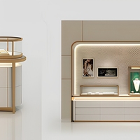 Vitrine de bijoux haut de gamme vitrine de bijoux moderne en métal en acier inoxydable meubles de bijoux de luxe en verre incurvé personnalisé