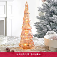Wishing Star Weihnachts-LED-Leuchtbaum, exquisiter, batteriebetriebener, retro-bemalter Glas-Kleinschmuck für den Schreibtisch