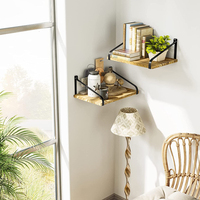 Étagère murale en bois 4 en 1 Étagère de salle de bain avec panier de rangement en fil métallique Étagères flottantes pour la décoration murale