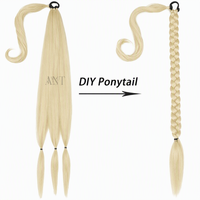 Extension de queue de cheval tressée Jumbo DIY à enrouler, en fibre synthétique haute température, lisse, pour femme, 32 pouces, 150g