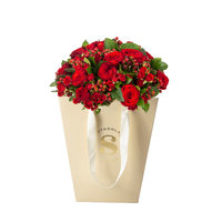 Speziell für Blumenläden: Luxuriöse Champagnerfarbene Blumenpapiertüte mit Goldprägung-Logo-Aufdruck