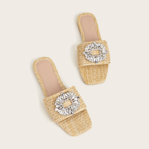 Nouvelles sandales plates tissées à bout ouvert pour femme avec boucle décorative, collection été 2025 – Idéales pour l'extérieur et les loisirs - Product Image 6