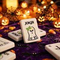 Juego de Mahjong Americano Gótico de Lujo con 160 Fichas, Sombrero de Bruja, Fantasma, Joker, Juego de Mesa para Fiesta de Halloween, Regalo Estético Festivo