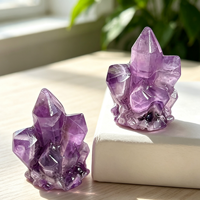 Grappe de cristaux naturels sculptée à la main en améthyste pour la décoration intérieure, cadeau artisanal de guérison en cristal